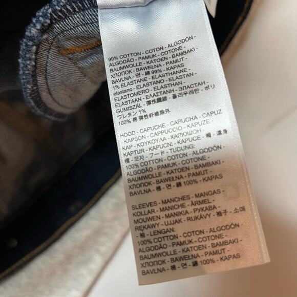 Boys Levi's Denim Jacket With Sweatshirt Sleeves And Hood Size Medium - Picture 6 of 7